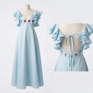 Fanm Mon Dress XS Sundress  Midi Wedding Guest Party Regency Elegant Chic Dainty